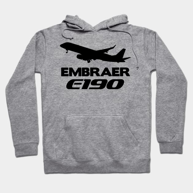 Embraer E190 Silhouette Print (Black) Hoodie by TheArtofFlying